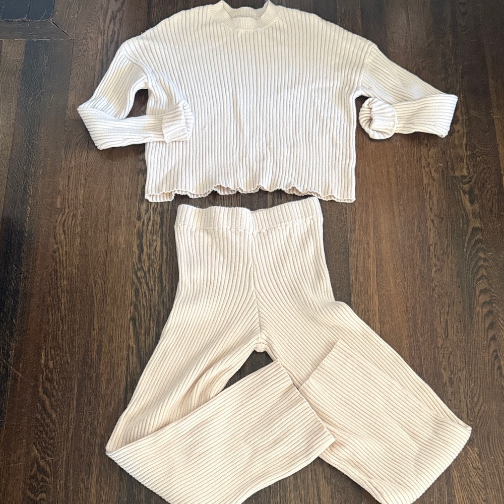 Sincerely Jules Cream Ribbed Knit Pullover Top